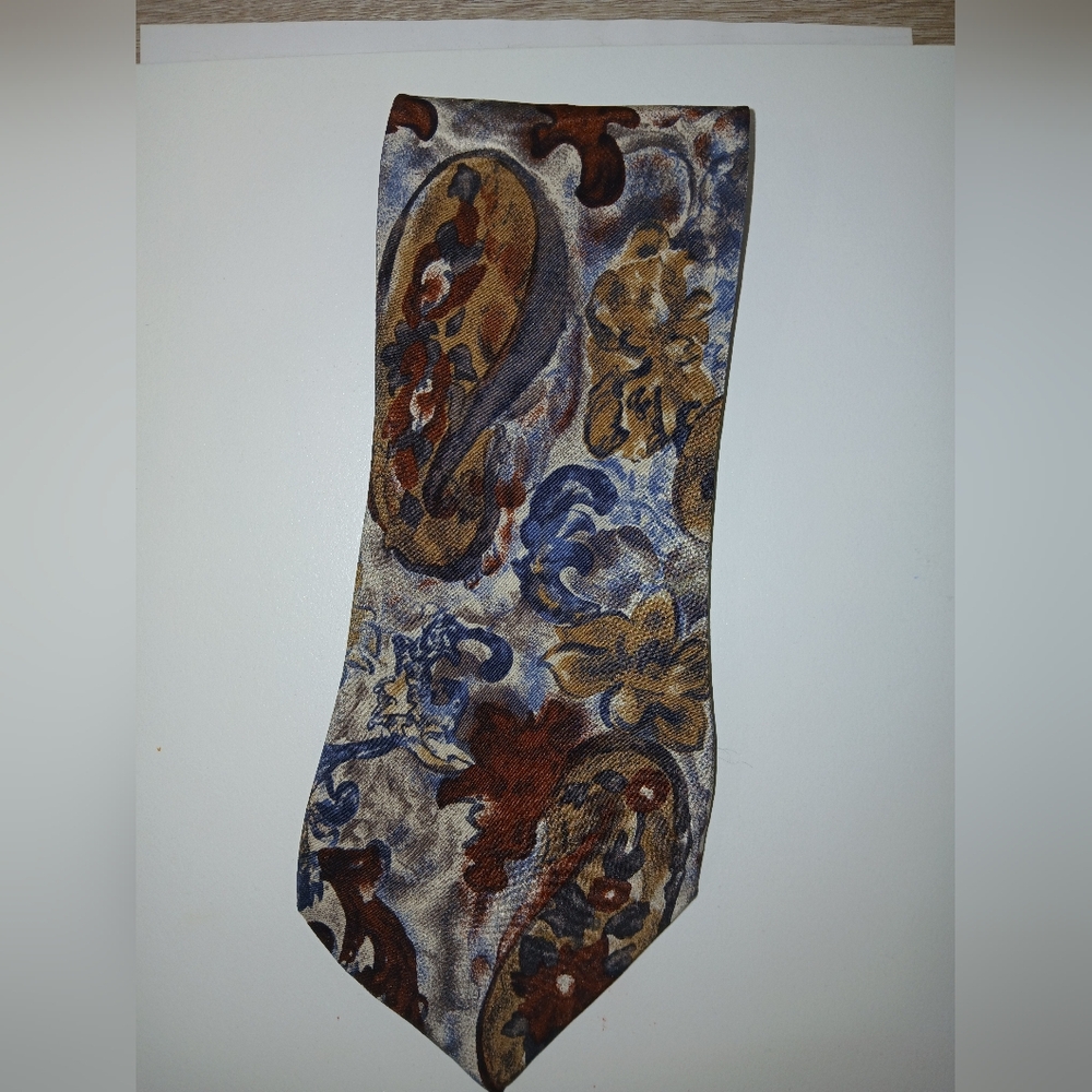 100% Silk Tie Made In USA Blue and Gold